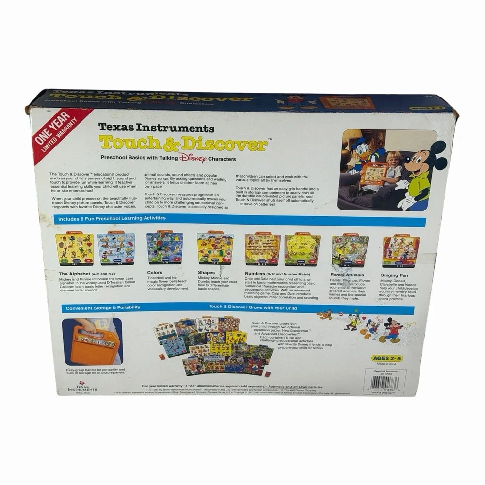 Rare 1987 Disney Mickey Mouse Texas Instruments Touch & Discover Learning Pad